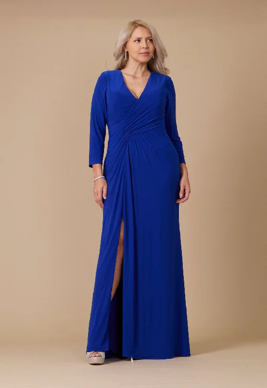 Off - the - Shoulder Women Dress for a Romantic and Feminine LookLong Formal Stretch Evening Long Sleeve Dress Royal Blue