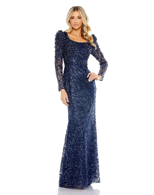 Backless Women Dress for a Sexy and Alluring Look at Evening EventsMac Duggal 11187 Long Sleeve Formal Dress