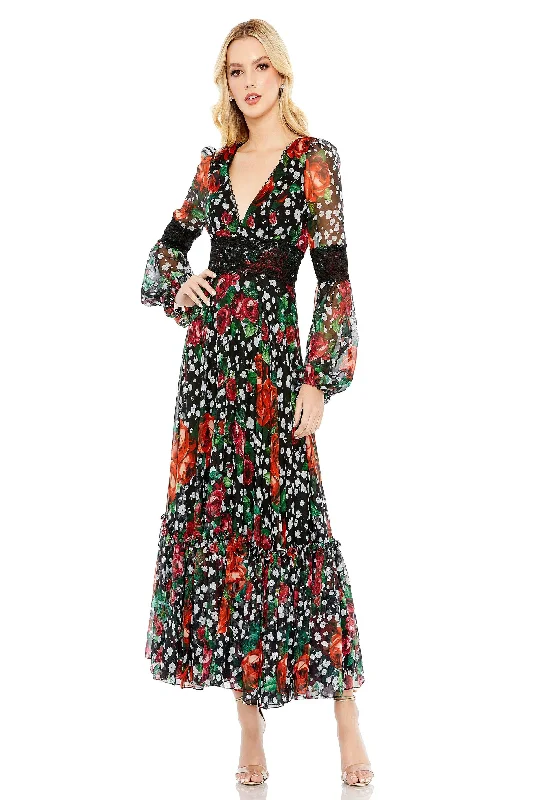 Maxi Women Dress with Floral Print for a Bohemian VibeMac Duggal 11402