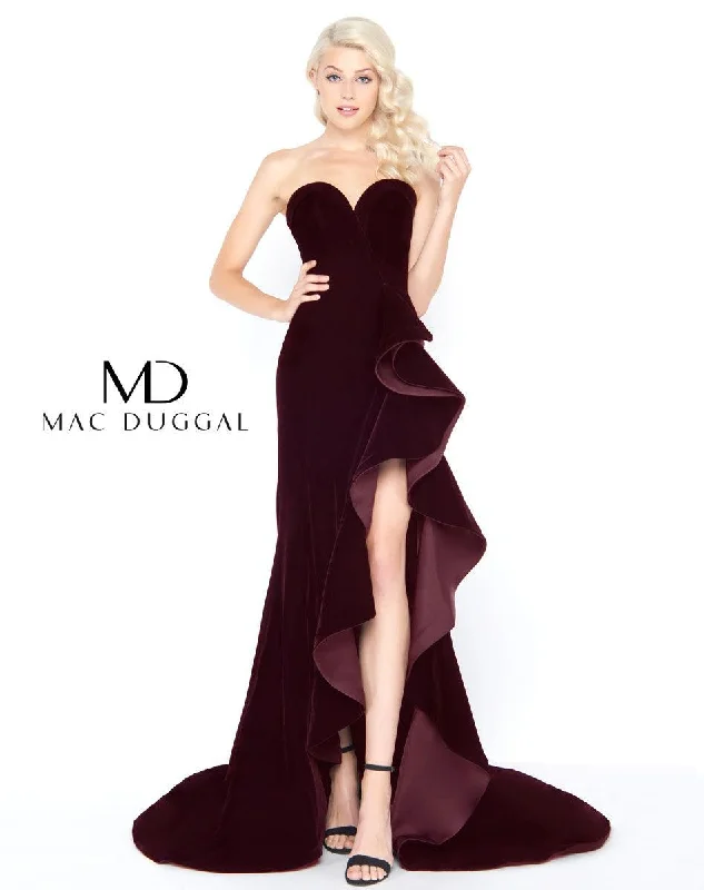 Empire Waist Women Dress to Accentuate the Bust and Conceal the WaistMac Duggal High Slit Tiered Long Formal Prom Dress