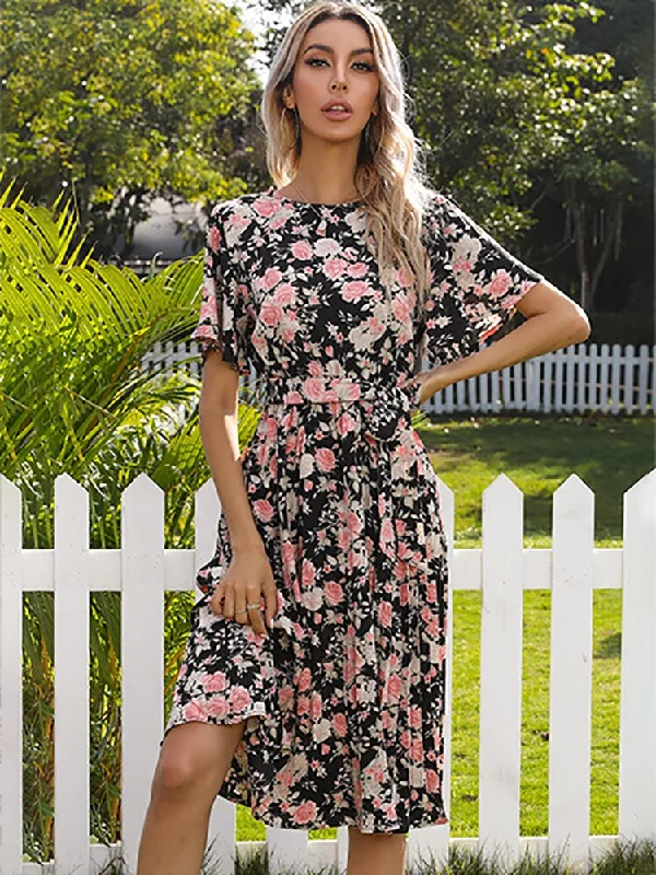 Ruffled Women Dress with Multiple Layers for a Playful and Girly StyleMargaret Floral Ruffle Sleeve Midi Dress