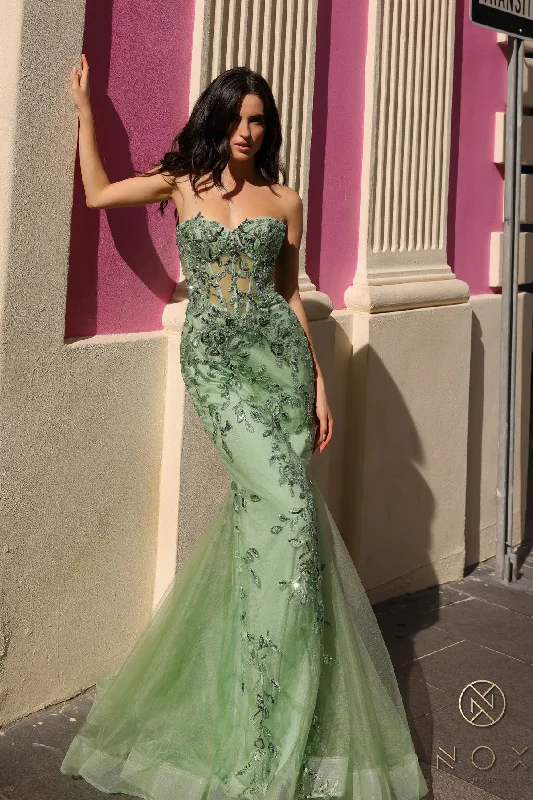 Mermaid - Style Women Dress with a Fitted Silhouette for Special OccasionsNox Anabel G1258 Long Mermaid Formal Prom Sequin Dress