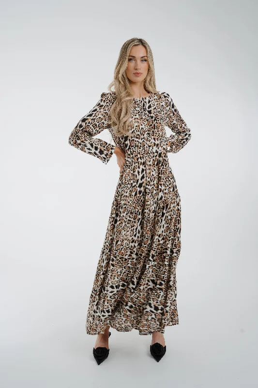 Wrap - Style Women Dress with Adjustable Fit for All Body TypesPolly Midi Dress In Leopard Print