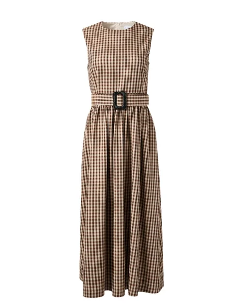 Ruffled Women Dress with Multiple Layers for a Playful and Girly StyleRae Brown Gingham Dress