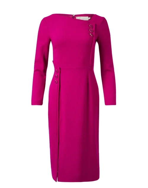 Pleated Women Dress with a Timeless and Elegant TextureRenee Magenta Wool Crepe Dress