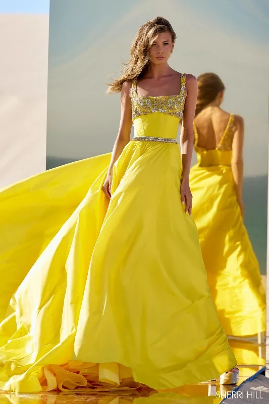 Sleeveless Women Dress in Bright Colors for Summer PartiesSherri Hill Taffeta Corset Ball Gown Prom Dress 56434