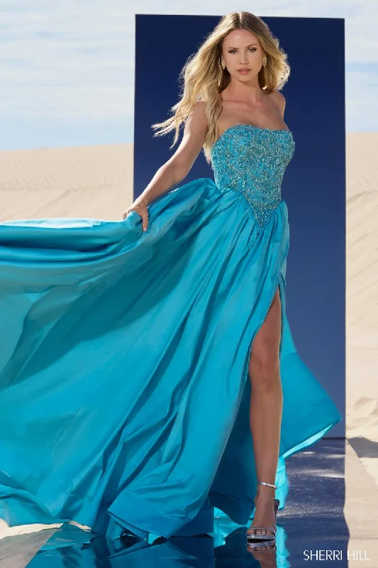 Empire Waist Women Dress to Accentuate the Bust and Conceal the WaistSherri Hill Strapless Basque Waist Ballgown 56830