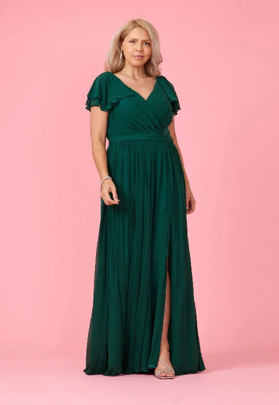 Mermaid - Style Women Dress with a Fitted Silhouette for Special OccasionsShort Sleeve Formal Mother of the Bride Dress Emerald