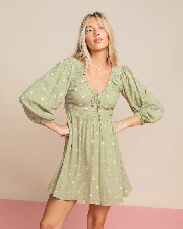 Mini Women Dress with a Short Hem for a Young and Trendy StyleSol Love Mini Dress - Avocado