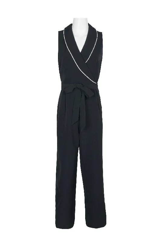 Pleated Women Dress with a Timeless and Elegant TextureBlack/Ivory 10 Tahari Formal Sleeveless Jumpsuit Sale