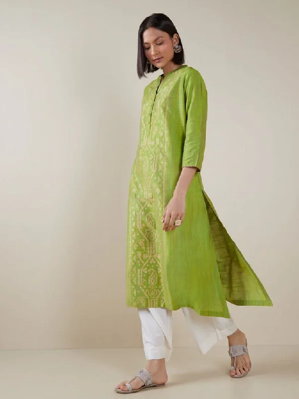 Belted Women Shorts to Enhance the WaistlineUtsa Lime Green Printed A-line Kurta