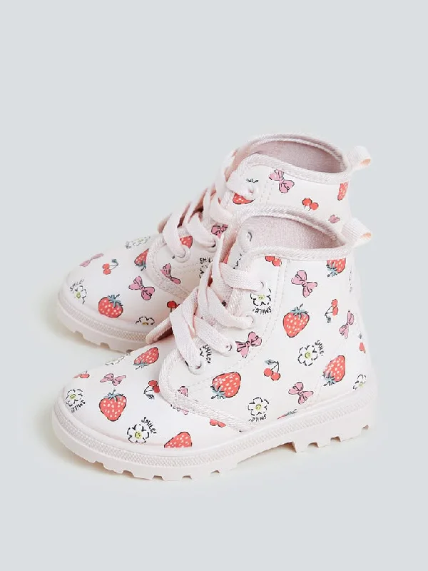 Linen Women Shorts for Breathable Comfort in Hot WeatherYellow Kids Pink Strawberry Print Boots