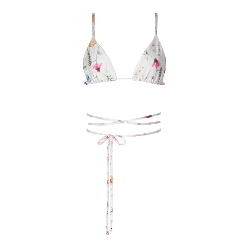 Floral - printed bikini for a feminine and colorful beach vibeIndigo White Floral Bikini Top