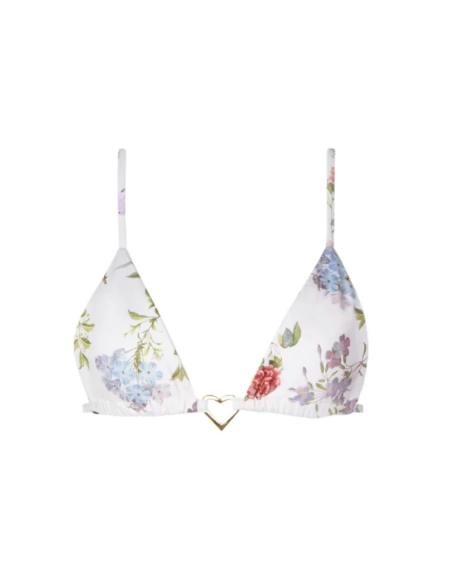 UV - protection bikini for safe sun exposure during beach daysJuliet White Floral Triangle Top