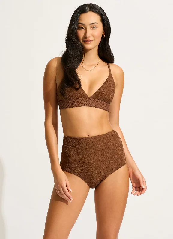 Push - up bikini top to enhance the bust for a confident beach appearanceMarloe Banded Bralette Bikini Top - Tiramisu