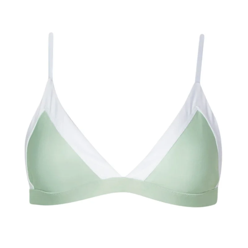 Metallic - finish bikini for a glamorous and eye - catching poolside lookSandy Pastel Green Triangle Top