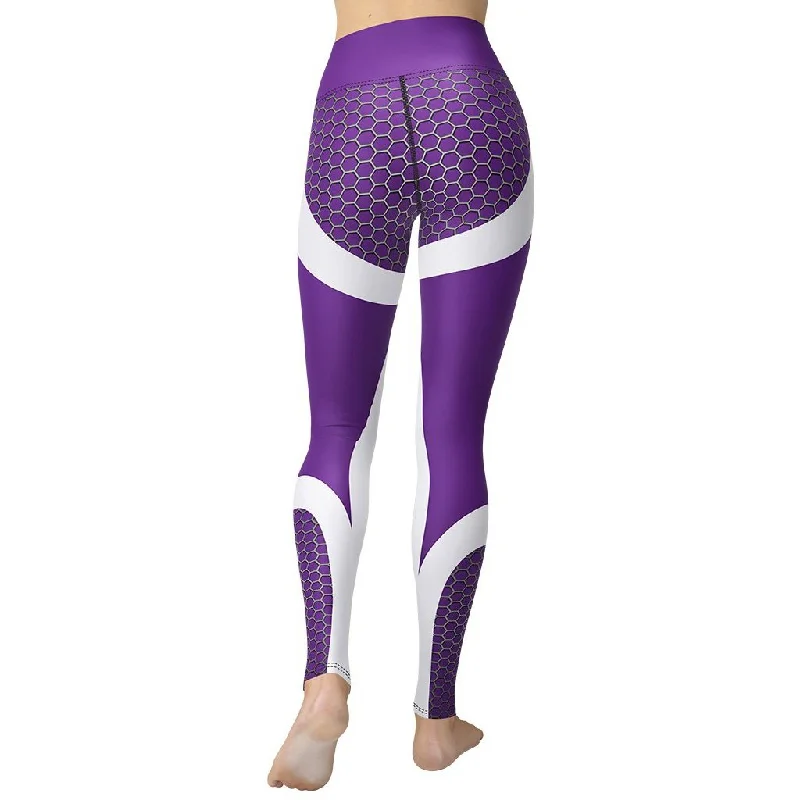 Beehive Geometric Yoga Leggings Royal Purple