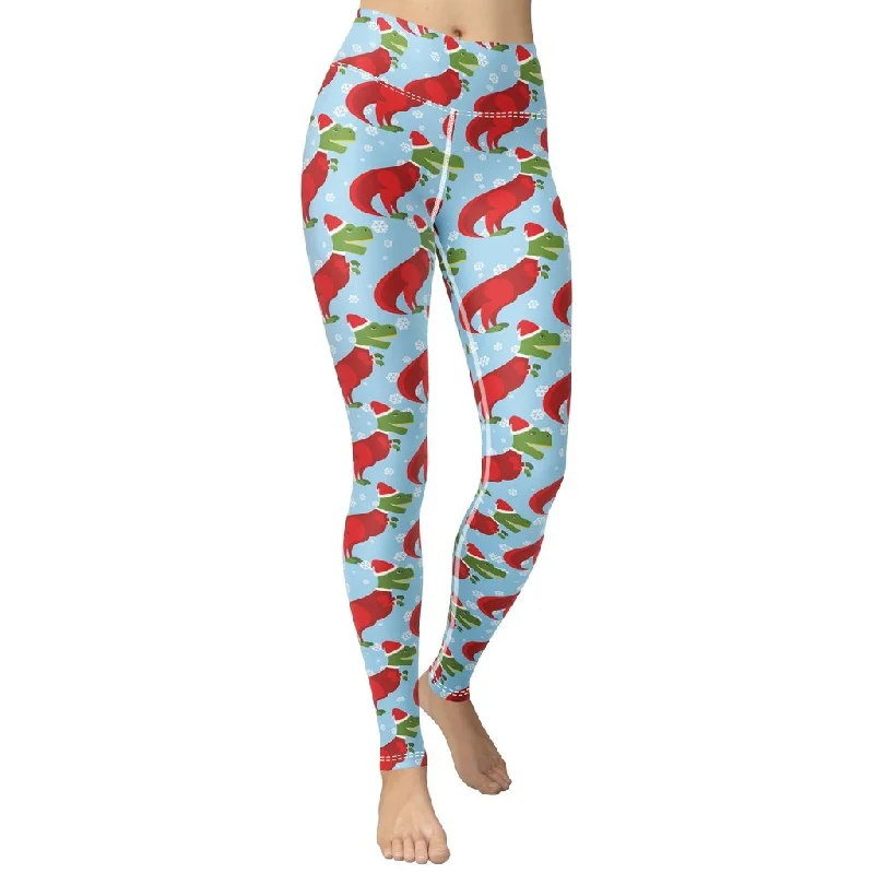 Christmassy Dinosaurs Yoga Leggings