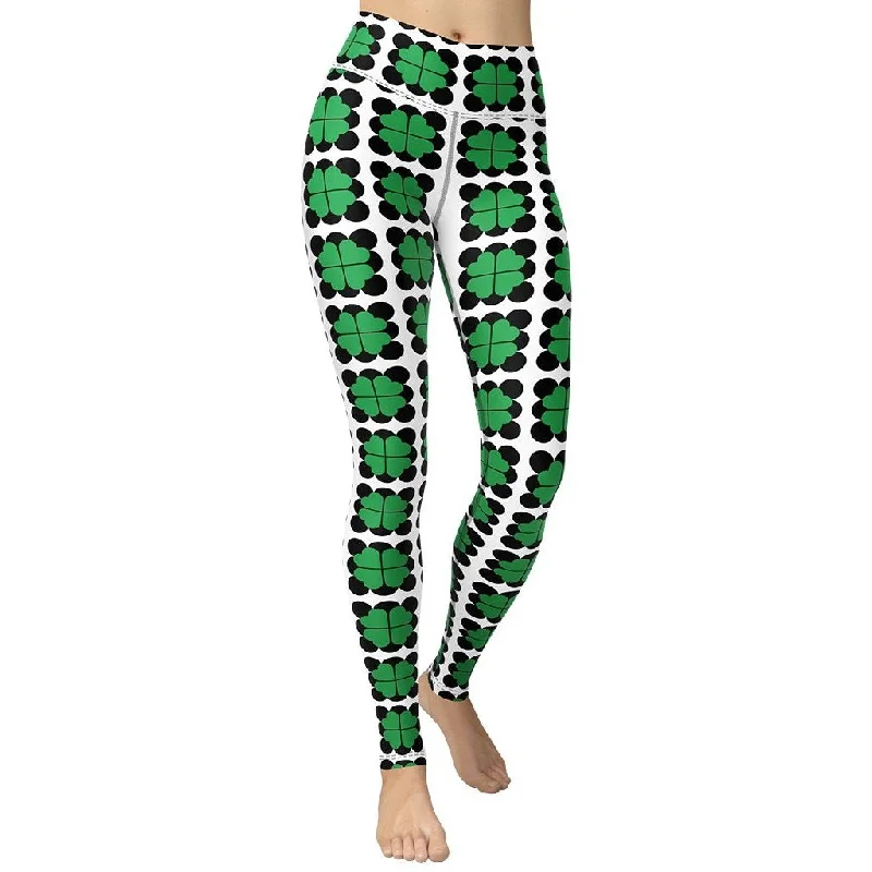 Cool Shamrock Pattern Yoga Leggings