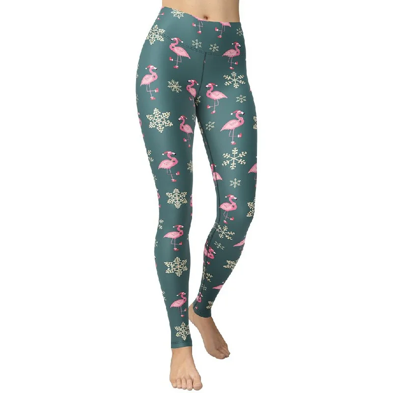 Festive Flamingos Yoga Leggings