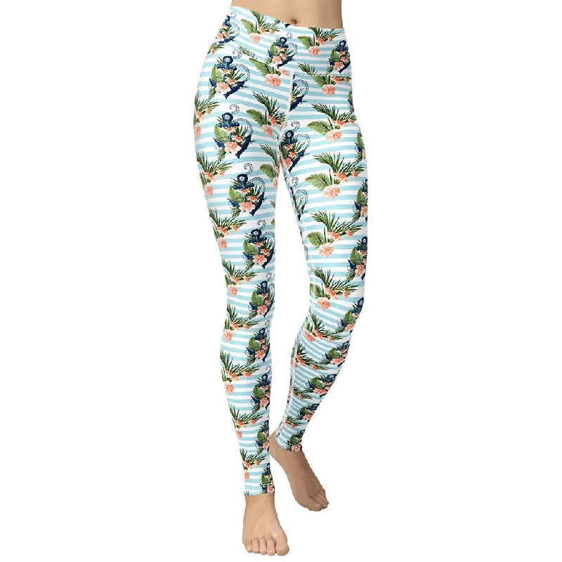 Floral Anchor Yoga Leggings