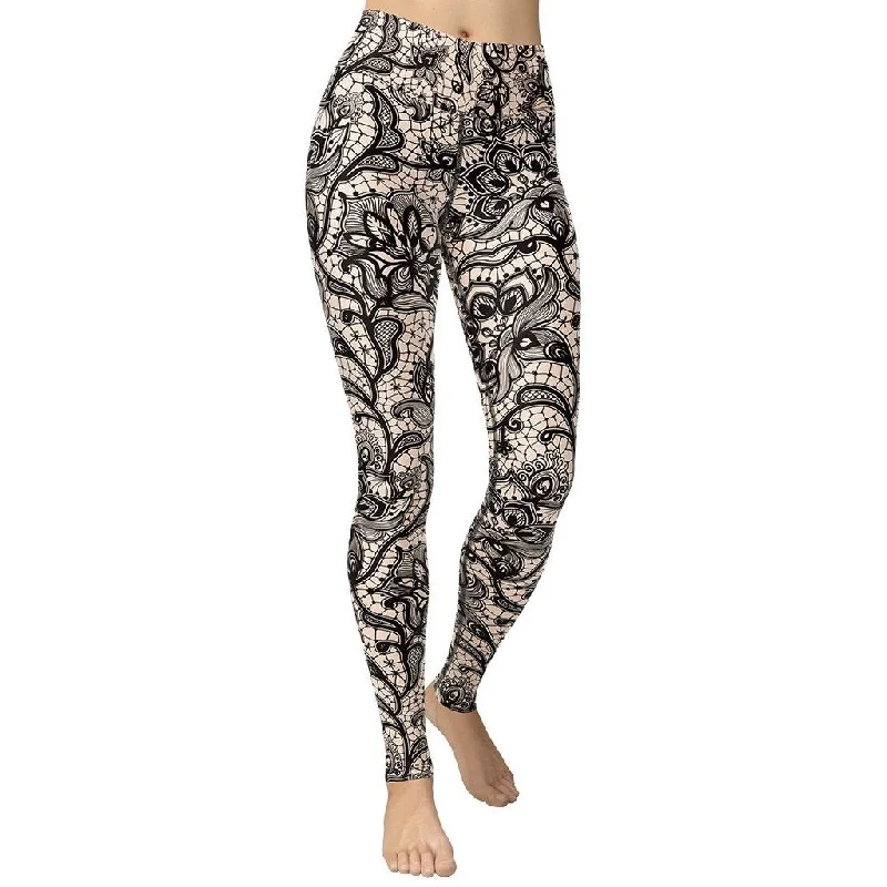 Flower Lace Print Yoga Leggings