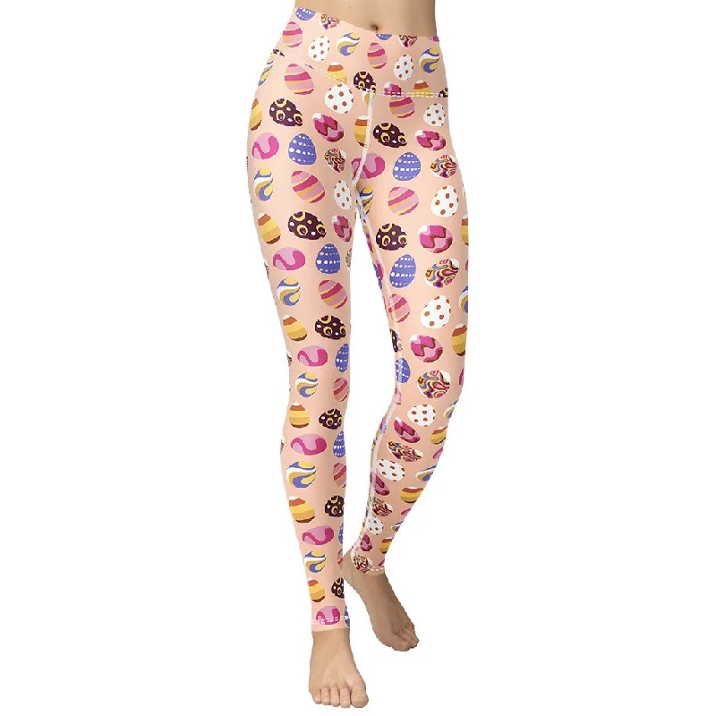 Fun Easter Eggs Pattern Yoga Leggings