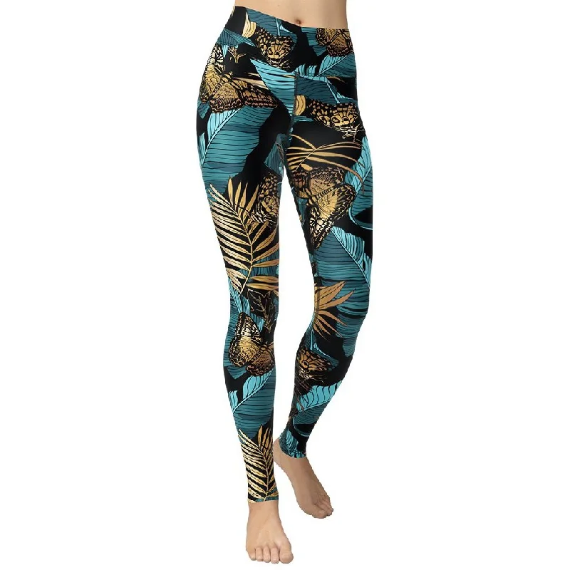 Golden Butterflies Yoga Leggings