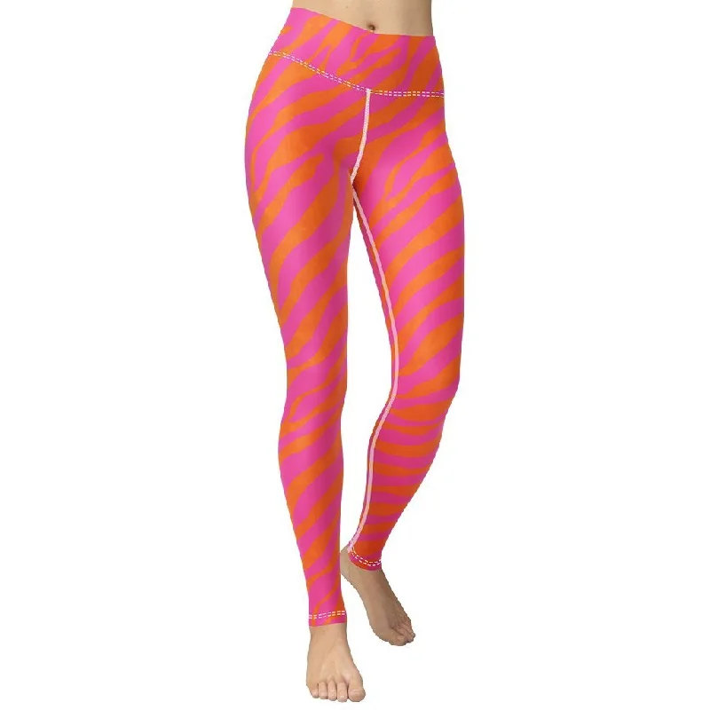 Pink & Orange Zebra Yoga Leggings