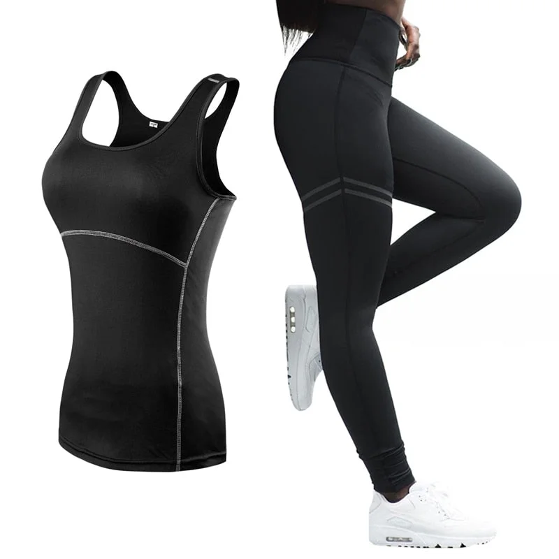 Sleeveless Yoga Set Women Running Fitness Sport Vest+pants Yoga Leggings Gym Clothes Jogging Sport Suit Sport Clothes