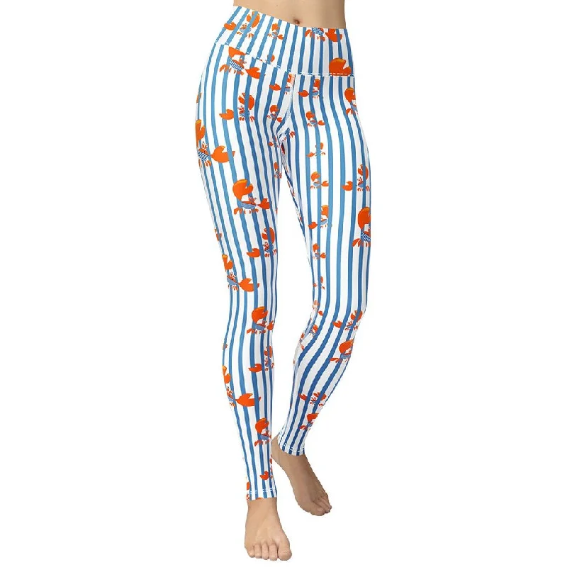 Stripes & Crabs Yoga Leggings